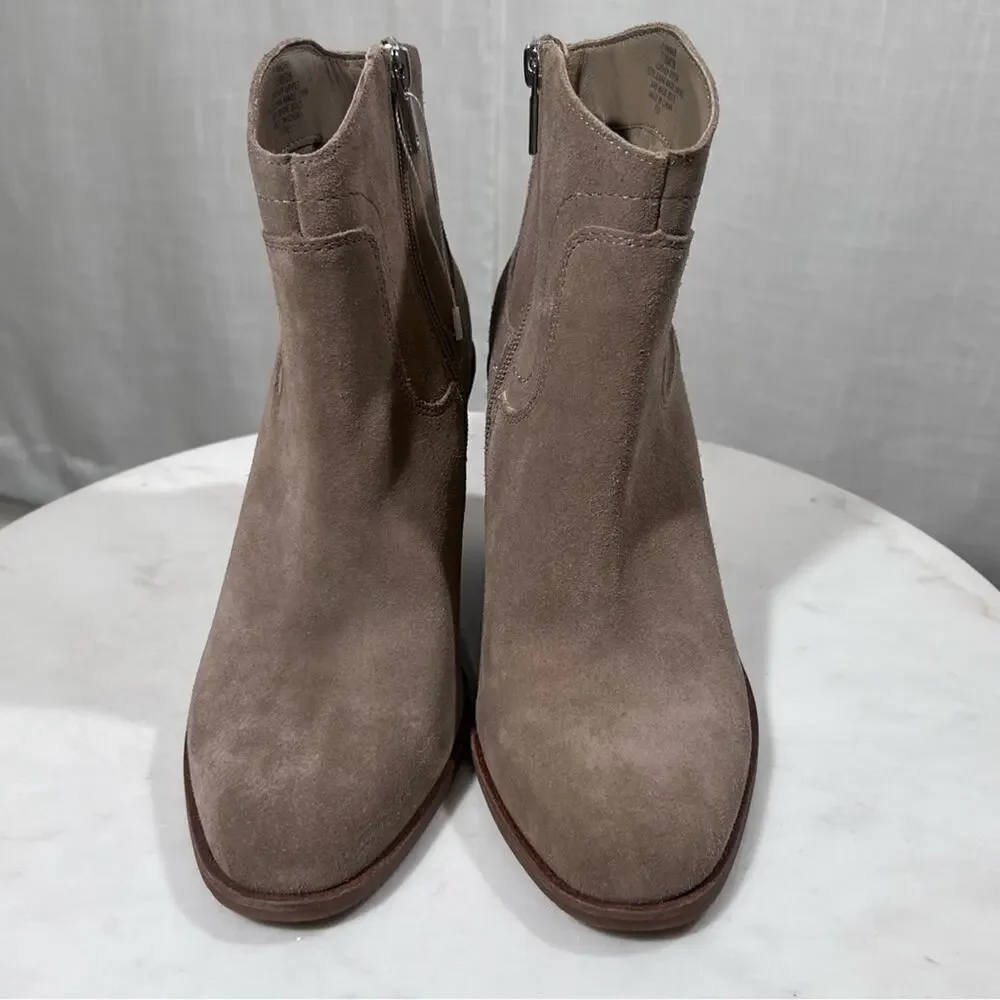 Lucky Brand NEW Waltz Suede Wedge Tan Taupe Ankle Bootie Boots Size 7.5